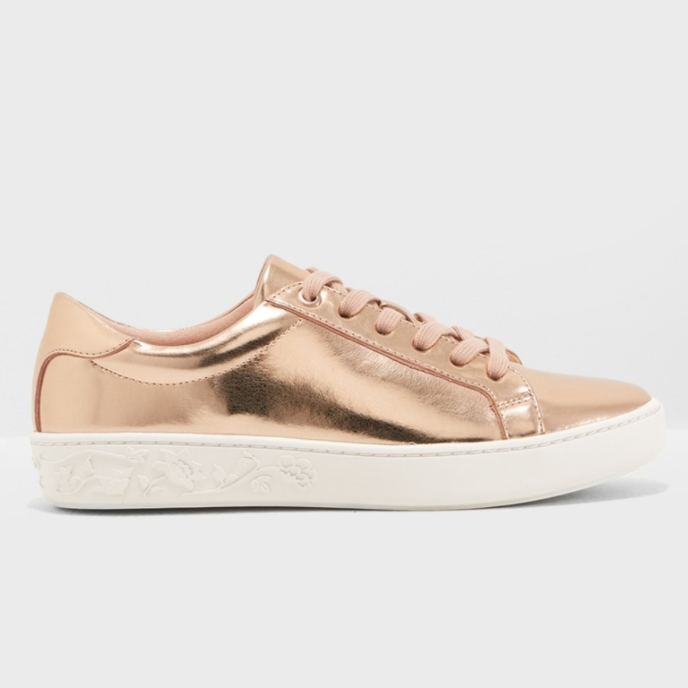 Aldo Shiny Rose Gold Floral Bottom Sneakers